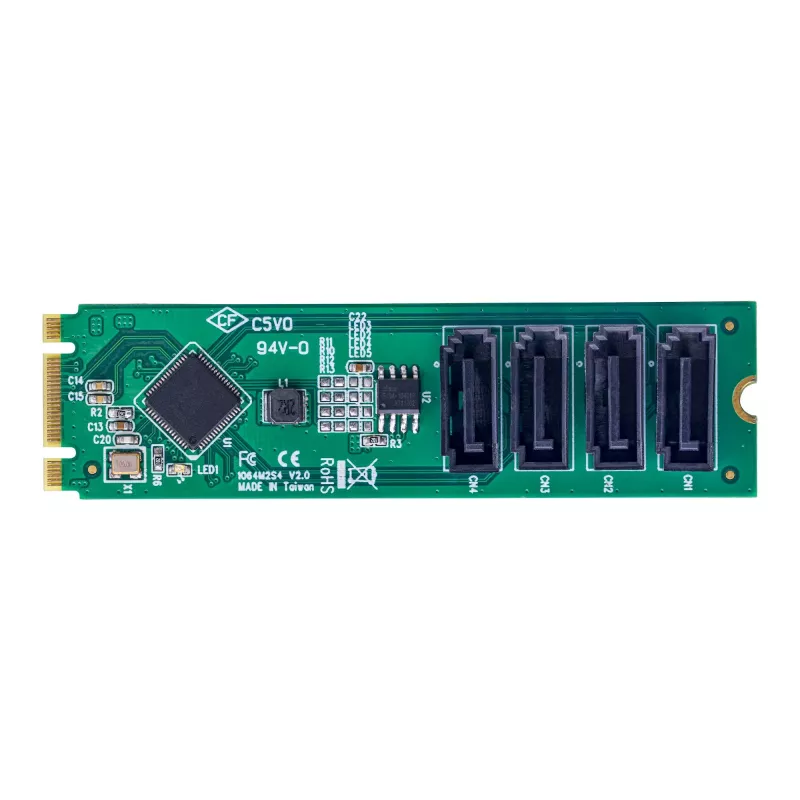 StarTech.com Scheda adattatore M.2-SATA 4 porte, scheda di espansione M.2 PCIe 3.0-SATA per HDD/SSD, chipset ASM1064, M.2 NVMe a 4x HDD/SSD per Windows/macOS/Linux