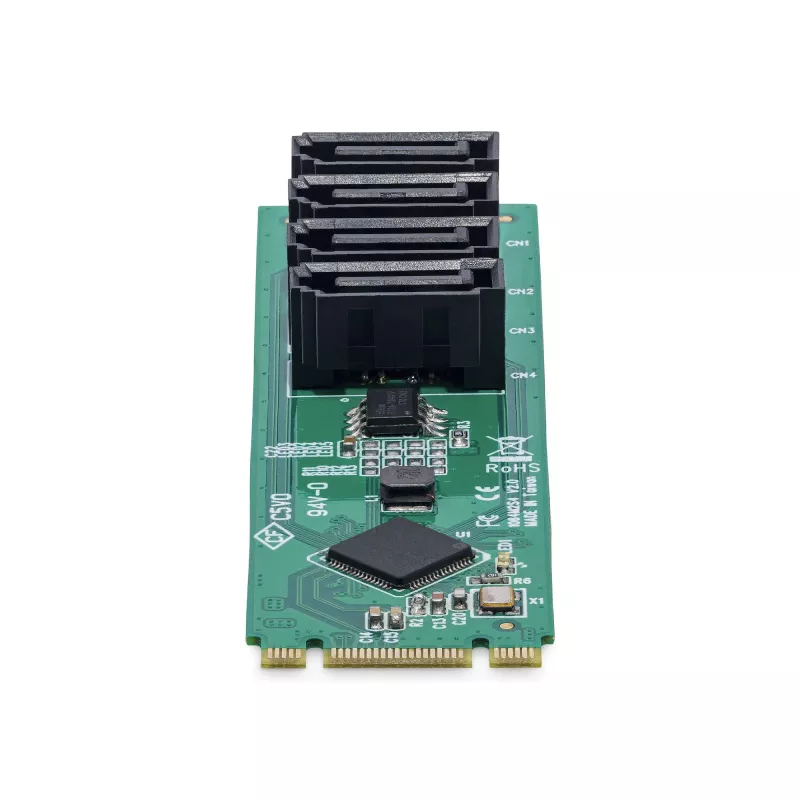 StarTech.com Scheda adattatore M.2-SATA 4 porte, scheda di espansione M.2 PCIe 3.0-SATA per HDD/SSD, chipset ASM1064, M.2 NVMe a 4x HDD/SSD per Windows/macOS/Linux