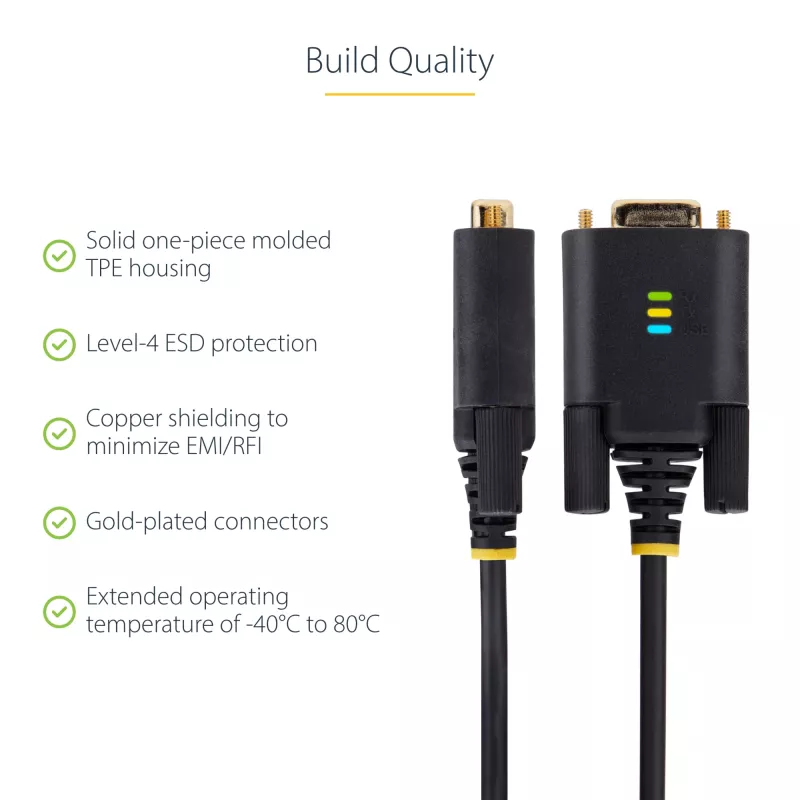 StarTech.com Cavo adattatore USB-seriale 2m, mantenimento COM, viti/dadi sostituibili, USB-A a DB9 RS232, IC FTDI, protezione ESD, Windows/macOS/Linux