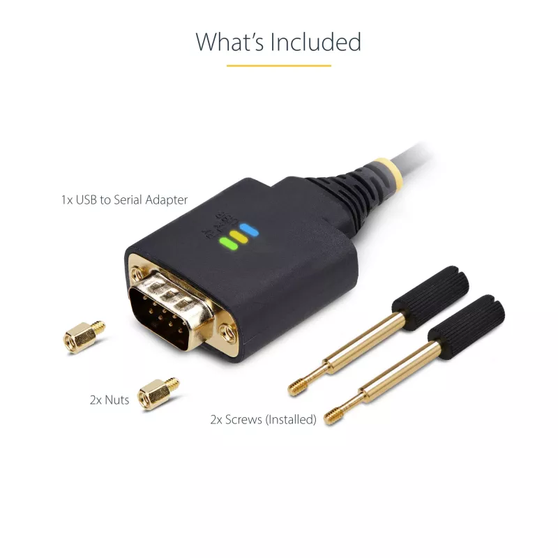 StarTech.com Cavo adattatore USB-seriale 2m, mantenimento COM, viti/dadi sostituibili, USB-A a DB9 RS232, IC FTDI, protezione ESD, Windows/macOS/Linux