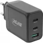 Alimentatore USB PD InLine, caricabatterie GaN, 3 porte, Dual USB-C + USB-A, 65W