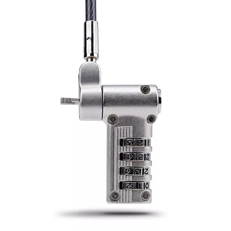 StarTech.com UNIVCS-LAPTOP-LOCK lucchetto a cavo universale per laptop, 2 m, a combinazione con numero di serie, Noble Wedge/Nano/K-Slot, nero/argento, TAA