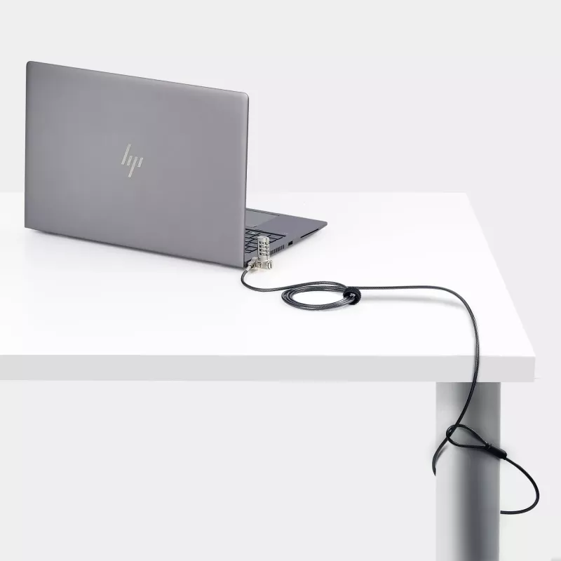 StarTech.com UNIVCS-LAPTOP-LOCK lucchetto a cavo universale per laptop, 2 m, a combinazione con numero di serie, Noble Wedge/Nano/K-Slot, nero/argento, TAA