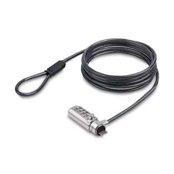 StarTech.com Lucchetto sottile compatibile slot Nano, cavo di sicurezza 6,6ft (2m), protezione antifurto da scrivania per laptop/notebook, cavo in acciaio taglia-resistente, lucchetto a 4 cifre