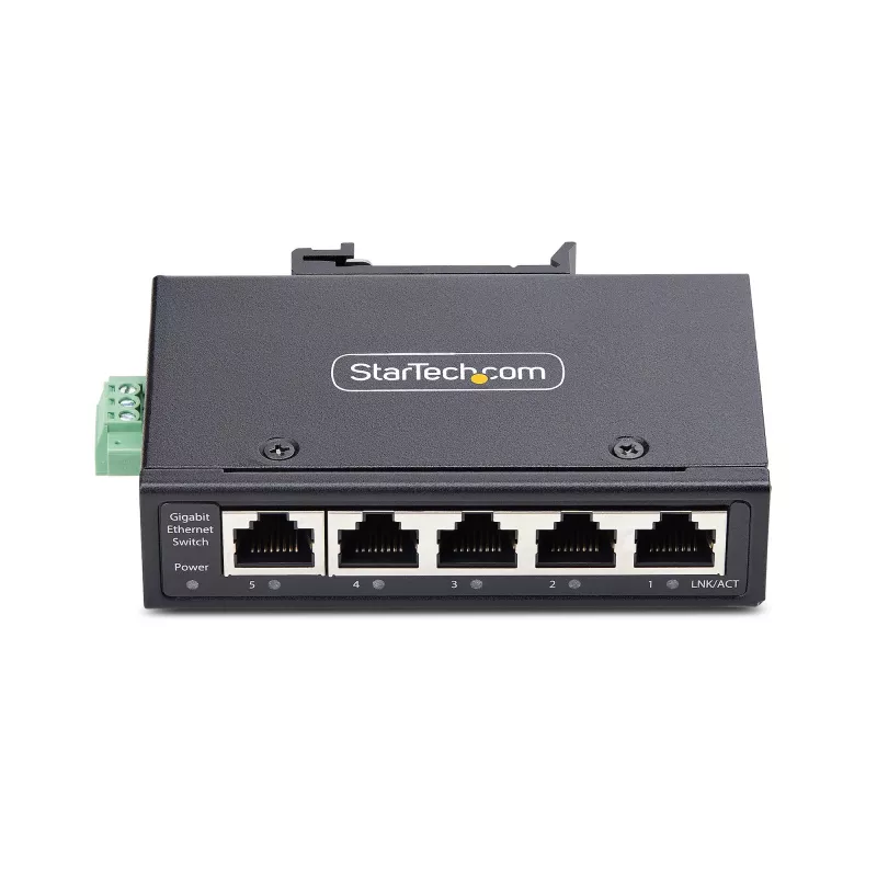 StarTech.com I51G-ETHERNET-SWITCH switch Gigabit Ethernet industriale non gestito a 5 porte, 10/100/1000, guida DIN/montaggio a parete, IP30, da -40 a 75 °C (-40–167 °F), DC, TAA