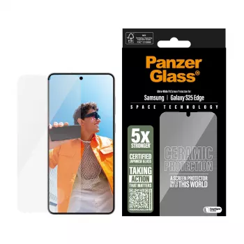 PanzerGlass ® protezione display in ceramica Samsung S25 Edge | Ultra-Wide Fit con EasyAligner