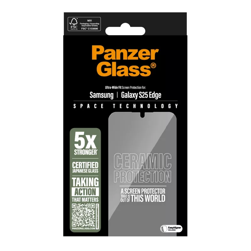 PanzerGlass ® protezione display in ceramica Samsung S25 Edge | Ultra-Wide Fit con EasyAligner