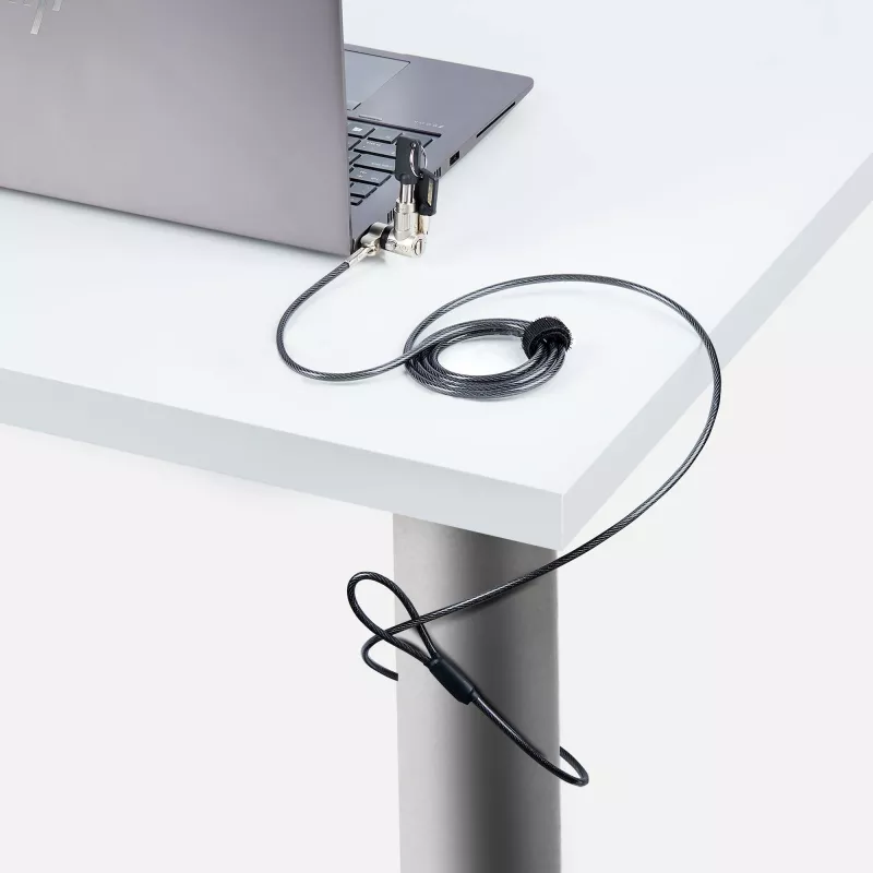 StarTech.com lucchetto universale per laptop 2 m, cavo di sicurezza per notebook compatibile con Noble Wedge/Nano/K-Slot, cavo di chiusura con chiave, antifurto, cavo in acciaio al carbonio resistente al taglio
