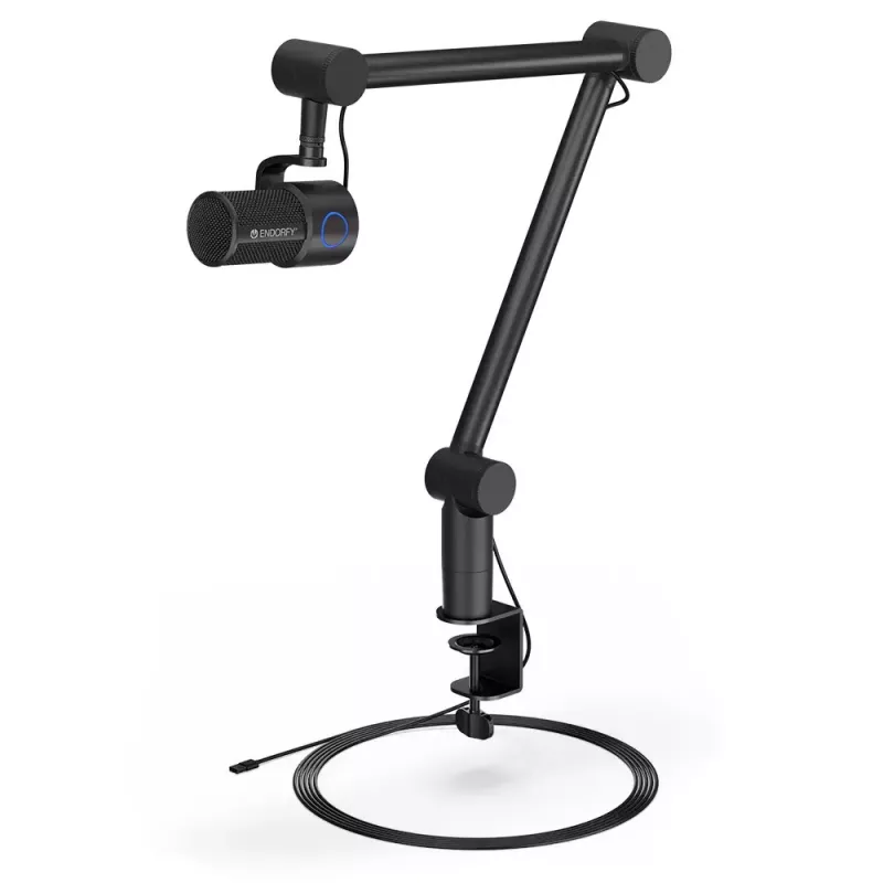 Microfono per PC ENDORFY Solum Studio — USB cablato, 24-Bit/96 kHz, 20–20000 Hz, supporto da tavolo regolabile, controlli touch, uscita cuffie, nero