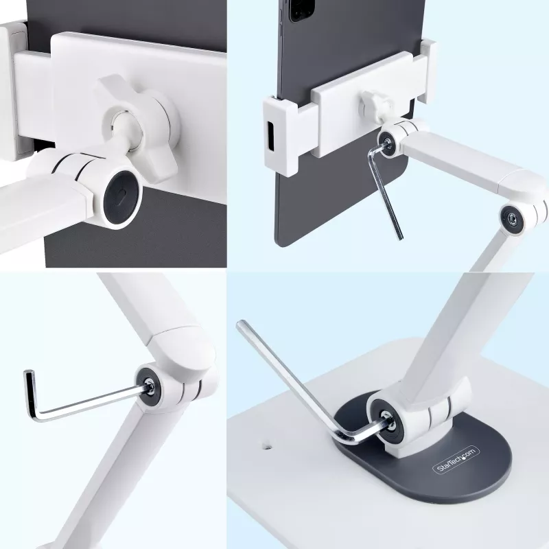 StarTech.com supporto regolabile per tablet da scrivania – montabile a parete – portata 1 kg – supporto universale per tablet ergonomico articolato – supporto tablet da scrivania orientabile/girevole/rotante