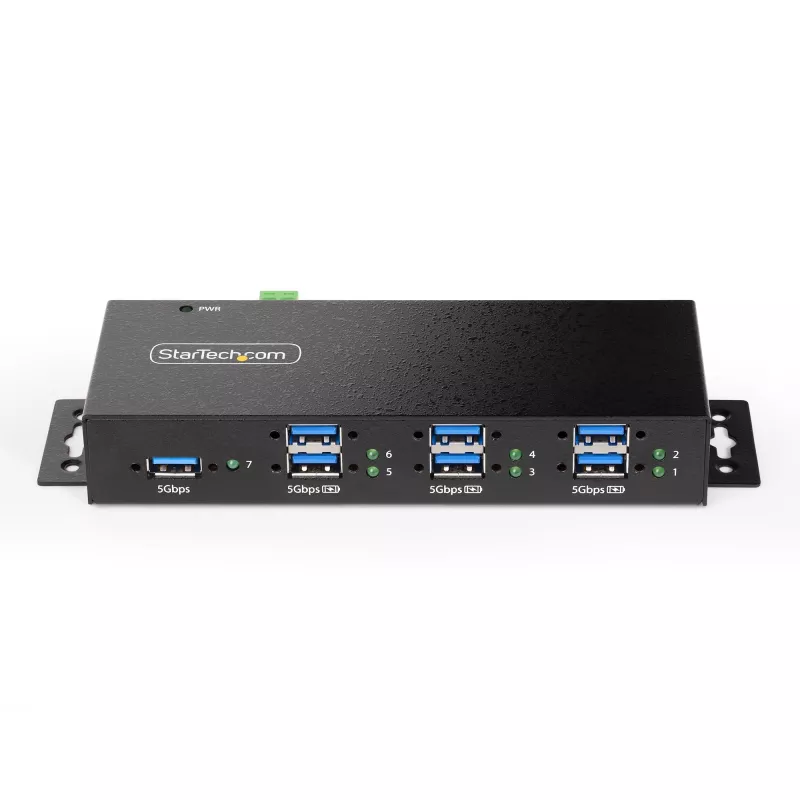 StarTech.com 5G7AINDRM-USB-A-HUB hub interfacce USB 3.2 Gen 1 (3.1 Gen 1) Type-B 5000 Mbit/s nero