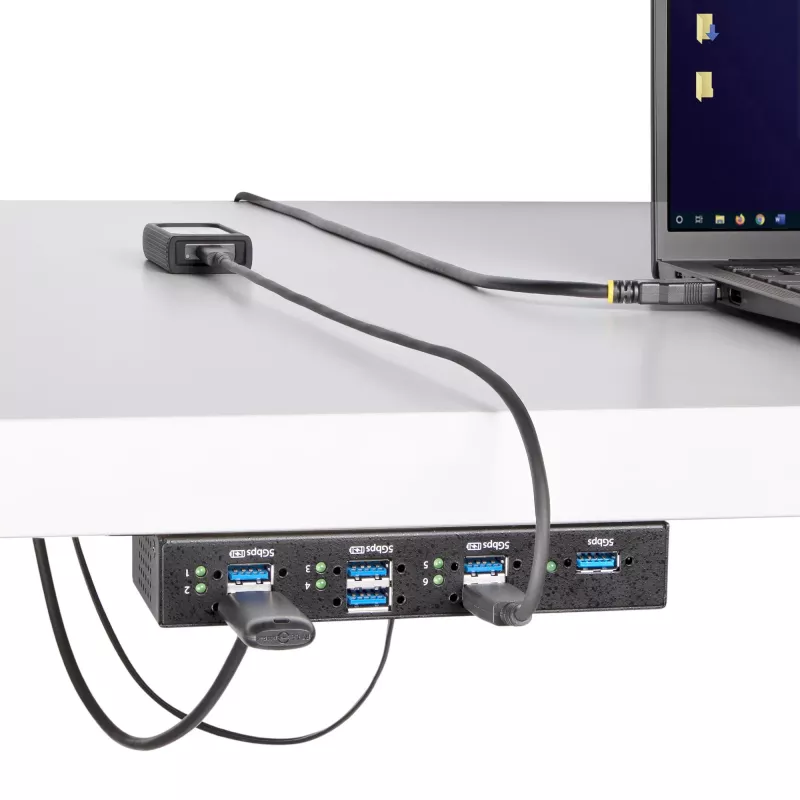 StarTech.com 5G7AINDRM-USB-A-HUB hub interfacce USB 3.2 Gen 1 (3.1 Gen 1) Type-B 5000 Mbit/s nero