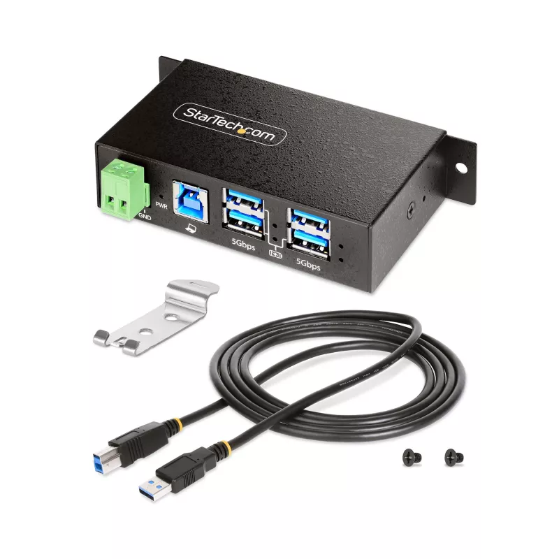 StarTech.com 5G4AINDRM-USB-A-HUB hub interfacce USB 3.2 Gen 1 (3.1 Gen 1) Type-B 5000 Mbit/s nero