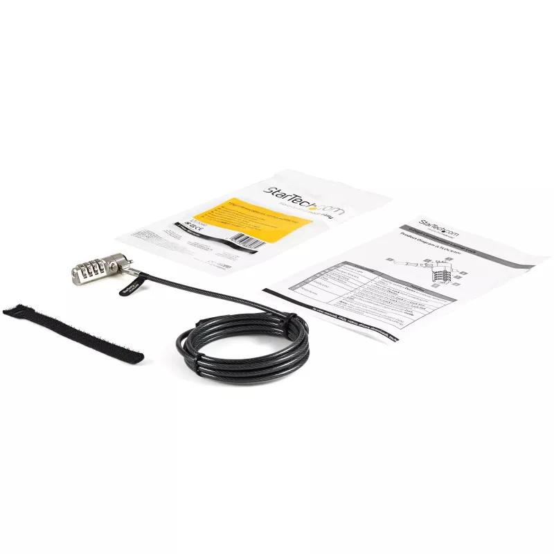Lucchetto per laptop con cavo StarTech.com 6.5ft (2m) – lucchetto di sicurezza per laptop/desktop con combinazione a 4 cifre per dispositivi/computer/monitor con slot K – cavo d'acciaio rivestito in vinile, portatile e antifurto
