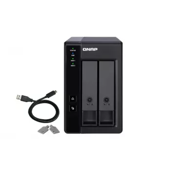 QNAP 2 Bay USB Type-C Direct Attached Storage con RAID hardware | TR-002 | Micro | 6 GB | nero