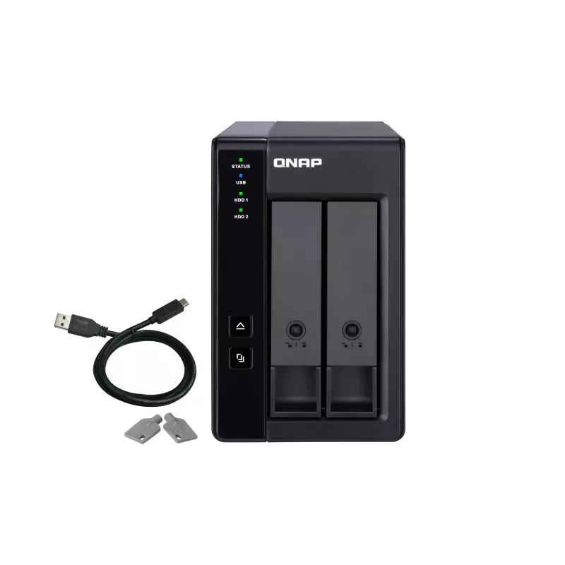 QNAP 2 Bay USB Type-C Direct Attached Storage con RAID hardware | TR-002 | Micro | 6 GB | nero