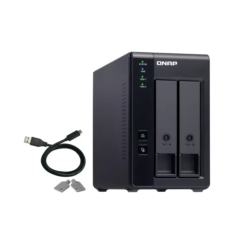 QNAP 2 Bay USB Type-C Direct Attached Storage con RAID hardware | TR-002 | Micro | 6 GB | nero