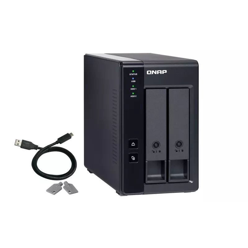 QNAP 2 Bay USB Type-C Direct Attached Storage con RAID hardware | TR-002 | Micro | 6 GB | nero
