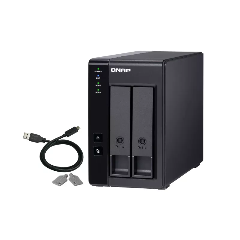 QNAP 2 Bay USB Type-C Direct Attached Storage con RAID hardware | TR-002 | Micro | 6 GB | nero
