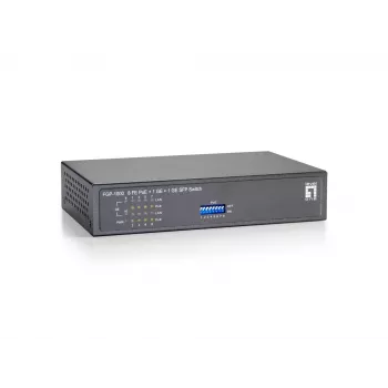 Switch PoE Fast Ethernet 10 porte LevelOne, 1 x Gigabit RJ45, 1 x Gigabit SFP, 8 uscite PoE, 120 W