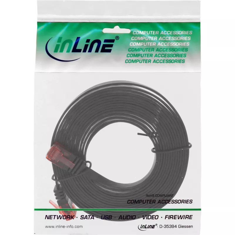 Cavo patch piatto ultraslim InLine U/UTP Cat.6 Gigabit nero 1,5 m