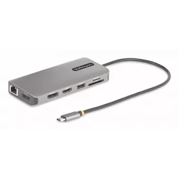 StarTech.com adattatore multiporta USB-C triple monitor, dual 4K 60 Hz + 4K 30 Hz HDMI e DisplayPort, hub USB a 4 porte, 100 W PD pass-through, GbE, lettore schede SD/MicroSD