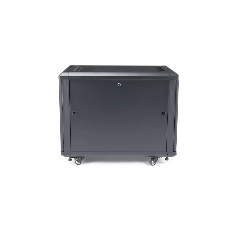 StarTech.com armadio rack 12U a 4 montanti, armadio dati 19 inch con chiusura per apparecchiature informatiche/AV/IT, rack per ufficio/rete domestica con ruote e guide di montaggio regolabili