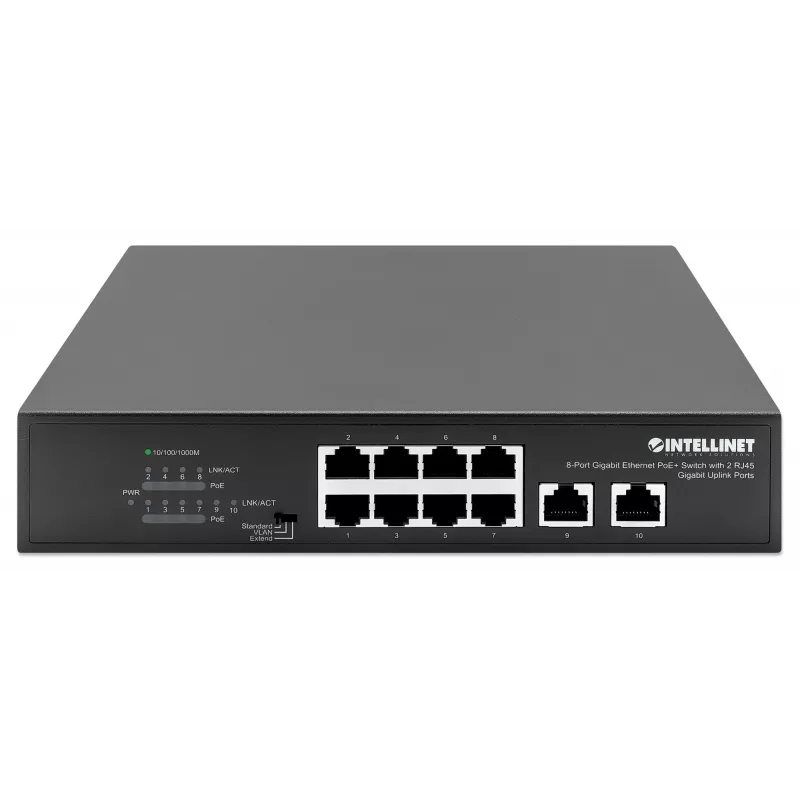 Intellinet Switch Gigabit Ethernet PoE+ 8 porte 120W 2 porte uplink