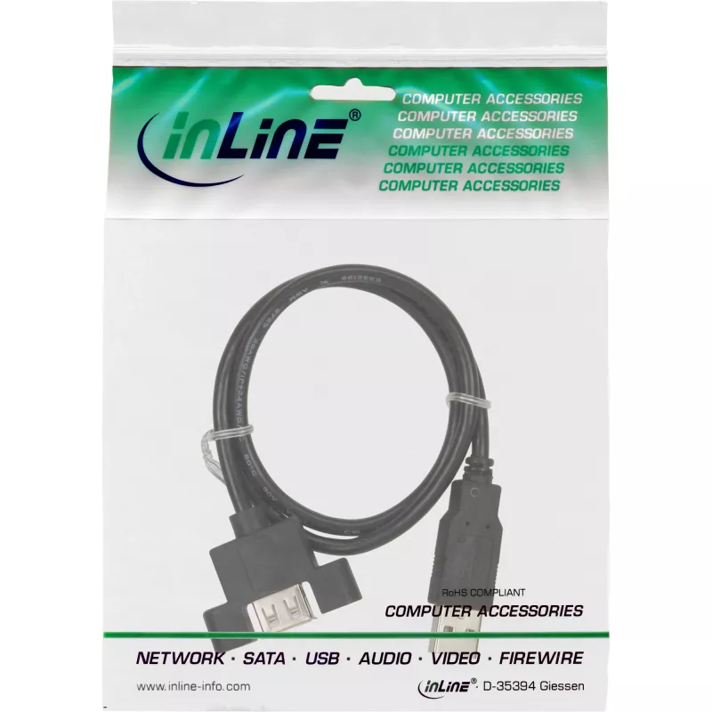 InLine Cavo adattatore USB 2.0 Type-A maschio / A femmina per staffa, 0,6 m