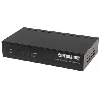 Intellinet Switch Gigabit Ethernet PoE+ a 5 porte, 4 porte PSE, conforme IEEE 802.3at/af Power over Ethernet (PoE+/PoE), 60 W, desktop