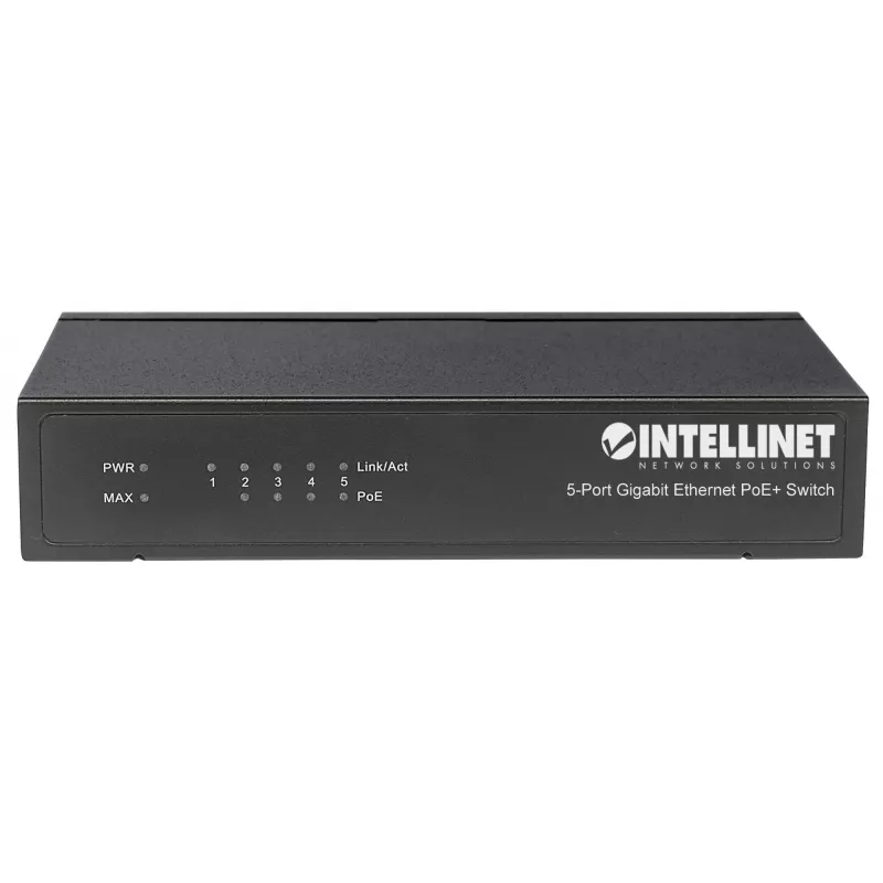 Intellinet Switch Gigabit Ethernet PoE+ a 5 porte, 4 porte PSE, conforme IEEE 802.3at/af Power over Ethernet (PoE+/PoE), 60 W, desktop
