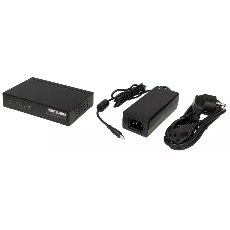 Intellinet Switch Gigabit Ethernet PoE+ a 5 porte, 4 porte PSE, conforme IEEE 802.3at/af Power over Ethernet (PoE+/PoE), 60 W, desktop