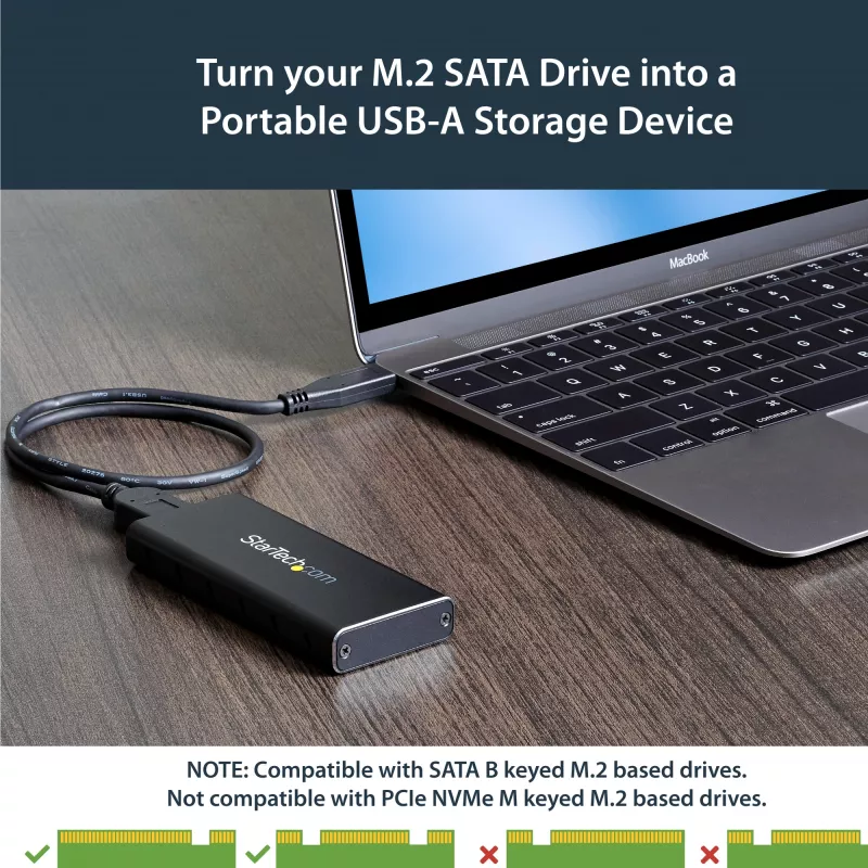 StarTech.com Case per SSD M.2 per SSD M.2 SATA - USB 3.1 (10 Gbit/s) con cavo USB-C