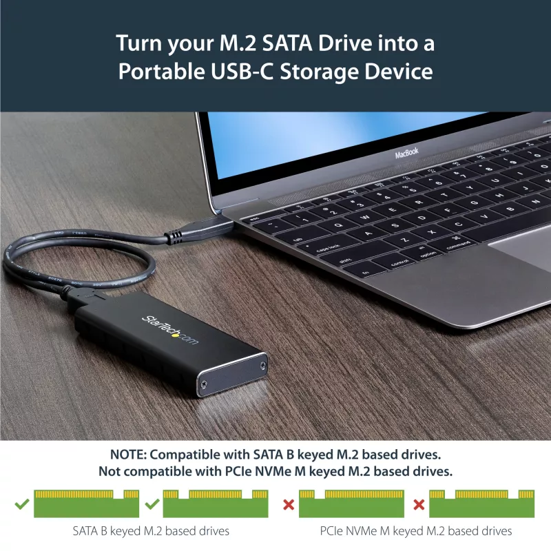 StarTech.com Case per SSD M.2 per SSD M.2 SATA - USB 3.1 (10 Gbit/s) con cavo USB-C
