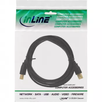InLine 34503S cavo USB 2.0 Type A maschio a Type B maschio, nero, contatti dorati, 0,3 m