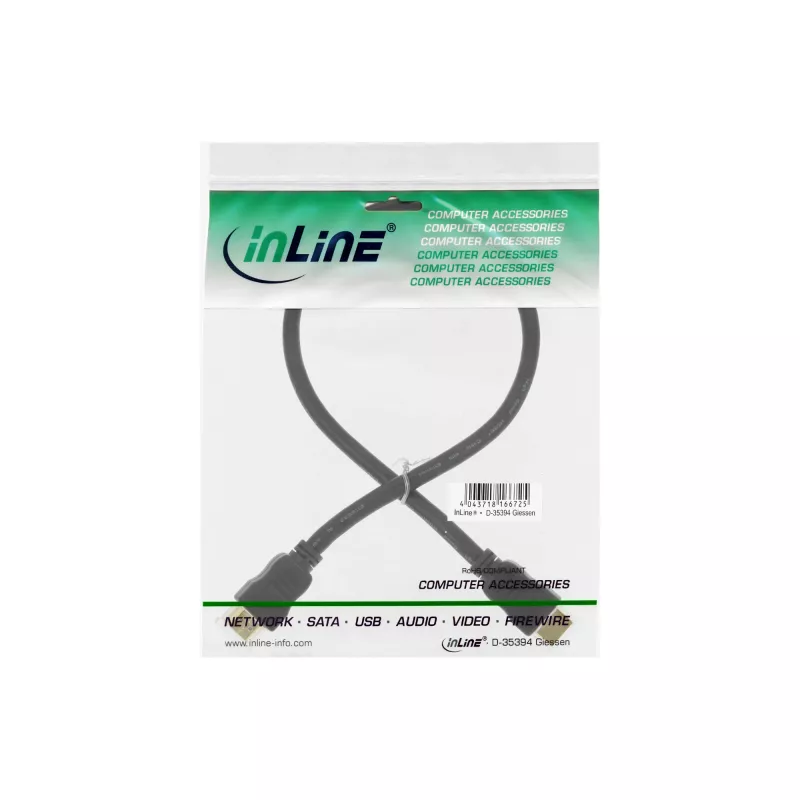 Cavo InLine High Speed HDMI con Ethernet, M/M, nero, contatti dorati, 1 m