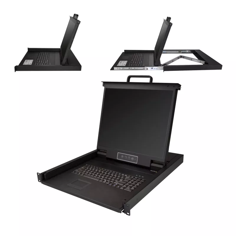 StarTech.com Console KVM rackmount – KVM VGA single-port con monitor LCD 19 inch per armadio server – Cassetto KVM LCD universale 1HE completo di cavi e hardware – Supporto USB – 50.000 MTBF