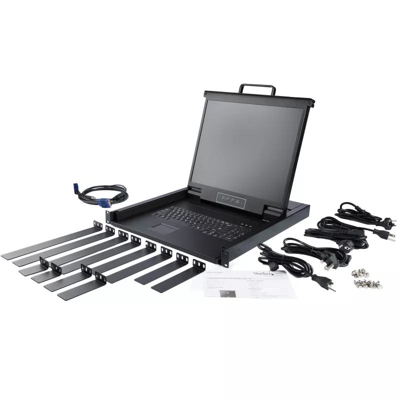 StarTech.com Console KVM rackmount – KVM VGA single-port con monitor LCD 19 inch per armadio server – Cassetto KVM LCD universale 1HE completo di cavi e hardware – Supporto USB – 50.000 MTBF