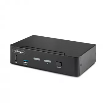 StarTech.com switch KVM DisplayPort 2 porte, 8K 60Hz / 4K 144Hz, singolo display, DP 1.4, 2x porte USB 3.0, 4x porte USB 2.0 HID, commutazione a pulsante e hotkey, conforme TAA - indipendente dal sistema operativo, case in metallo