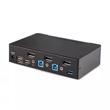 StarTech.com switch KVM DisplayPort 2 porte, 8K 60Hz / 4K 144Hz, singolo display, DP 1.4, 2x porte USB 3.0, 4x porte USB 2.0 HID, commutazione a pulsante e hotkey, conforme TAA - indipendente dal sistema operativo, case in metallo