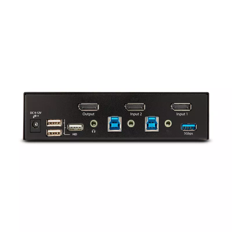 StarTech.com switch KVM DisplayPort 2 porte, 8K 60Hz / 4K 144Hz, singolo display, DP 1.4, 2x porte USB 3.0, 4x porte USB 2.0 HID, commutazione a pulsante e hotkey, conforme TAA - indipendente dal sistema operativo, case in metallo