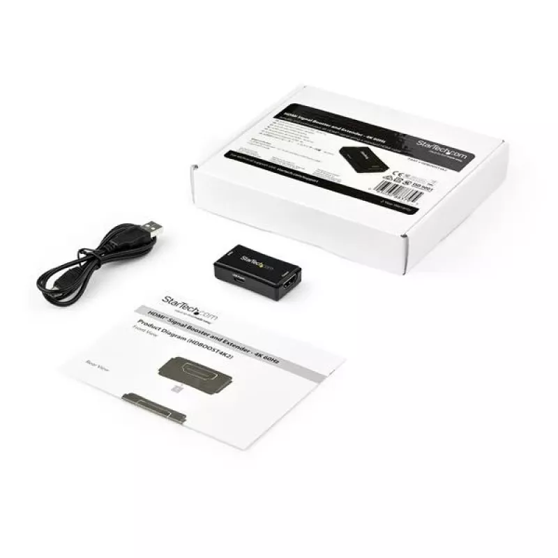 StarTech.com HDBOOST4K2 amplificatore di segnale HDMI / ripetitore in linea, 4K 60 Hz, fino a 14 m, alimentato via USB, audio 7.1, YUV 4:4:4