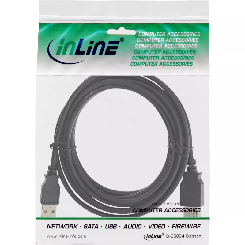 Cavo prolunga USB 2.0 tipo A connettore maschio/femmina InLine 34650B 0,5 m nero