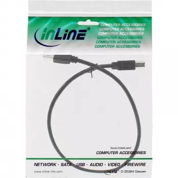 Cavo USB 2.0 tipo A connettore maschio / B connettore maschio nero 0,5m InLine 34550X