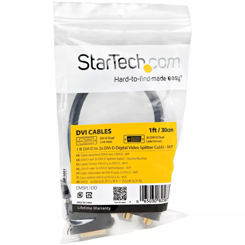 StarTech.com cavo splitter video digitale DVI-D a 2x DVI-D 30cm (1 ft) - M/F~1 ft DVI-D a 2x DVI-D cavo splitter video digitale - M/F