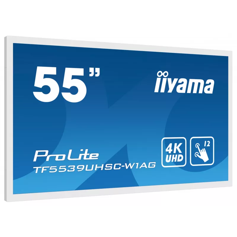 Display signage iiyama TF5539UHSC-W1AG 139,7 cm (55 inch) LED 500 cd/m² 4K Ultra HD bianco touchscreen 24/7