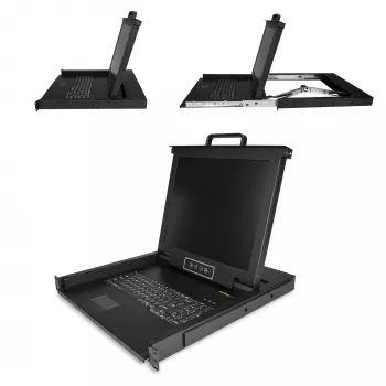 StarTech.com console KVM rackmount - KVM VGA a porta singola con monitor LCD da 17 pollici per rack server - cassetto KVM LCD 1U universale completo con cavi e hardware - supporto USB - 50.000 MTBF