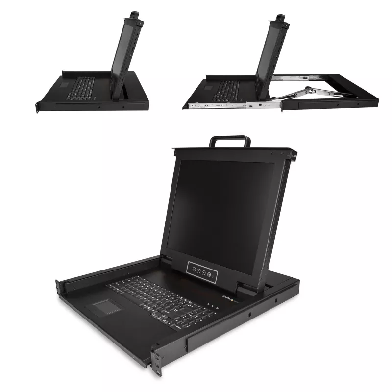 StarTech.com console KVM rackmount - KVM VGA a porta singola con monitor LCD da 17 pollici per rack server - cassetto KVM LCD 1U universale completo con cavi e hardware - supporto USB - 50.000 MTBF