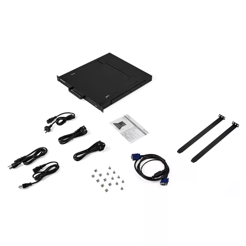 StarTech.com console KVM rackmount - KVM VGA a porta singola con monitor LCD da 17 pollici per rack server - cassetto KVM LCD 1U universale completo con cavi e hardware - supporto USB - 50.000 MTBF