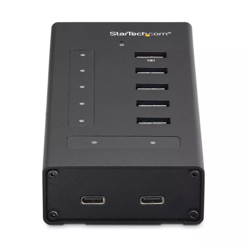 StarTech.com HB30C5A2CST hub USB 3.0 a 7 porte, da USB-C a 5x USB-A e 2x USB-C, porta di ricarica rapida, industriale, in metallo